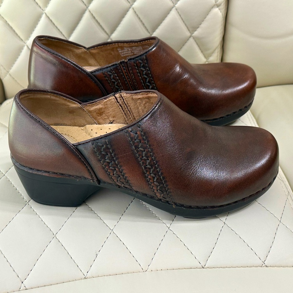 Dansko Rich Brown Leather Clogs
